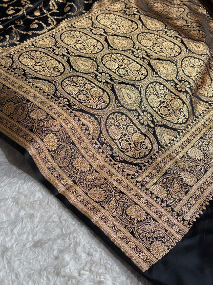 Floral Jaal Pattern Banarasi Satin Katan Silk Saree
