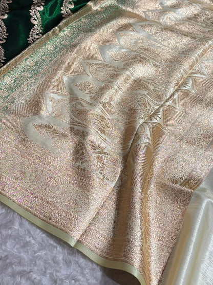 Cross Pattern Banarasi Satin Silk Saree | Jacquard Weave Satin Katan Silk Saree for Women