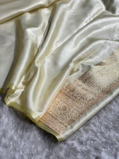 Cross Pattern Banarasi Satin Silk Saree | Jacquard Weave Satin Katan Silk Saree for Women