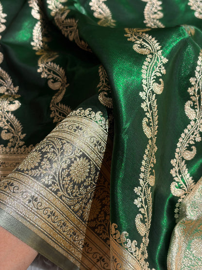 Cross Pattern Banarasi Satin Silk Saree | Jacquard Weave Satin Katan Silk Saree for Women