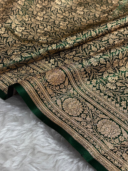 Peacock Shades Banarasi Satin Katan Silk Saree with Jacquard Weave