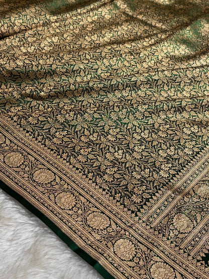 Peacock Shades Banarasi Satin Katan Silk Saree with Jacquard Weave