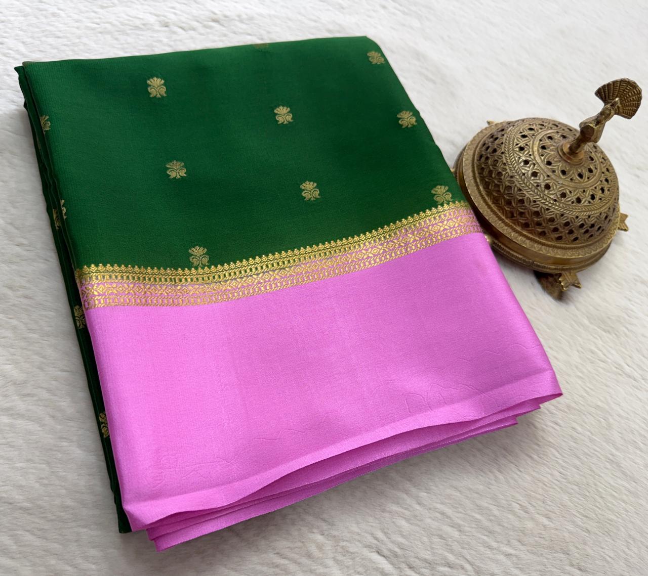 Crepe Mangoo Silk Saree with Bentex Border & Rich Pallu | Elegant Festive Collection
