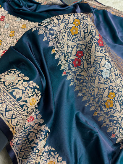 Mashru Silk Banarasi Saree with Rupa Sona Motifs & Scalloped Border
