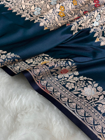 Mashru Silk Banarasi Saree with Rupa Sona Motifs & Scalloped Border