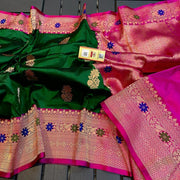 Exclusive Bridal Banarasi Katan Silk Saree with Border Blouse at ₹1249