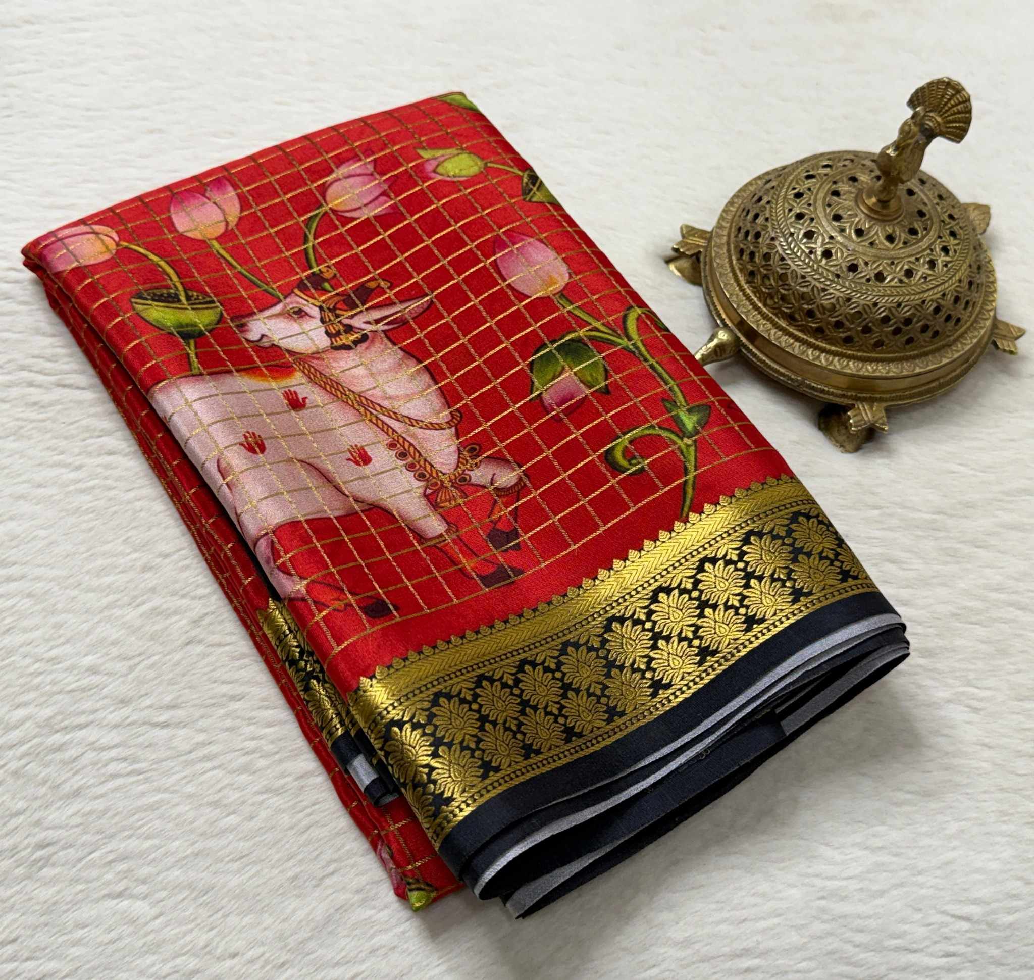 Exclusive Printed Soft Silk Saree with Pichwai & Peacock Prints | Designer Mysore Silk Saree