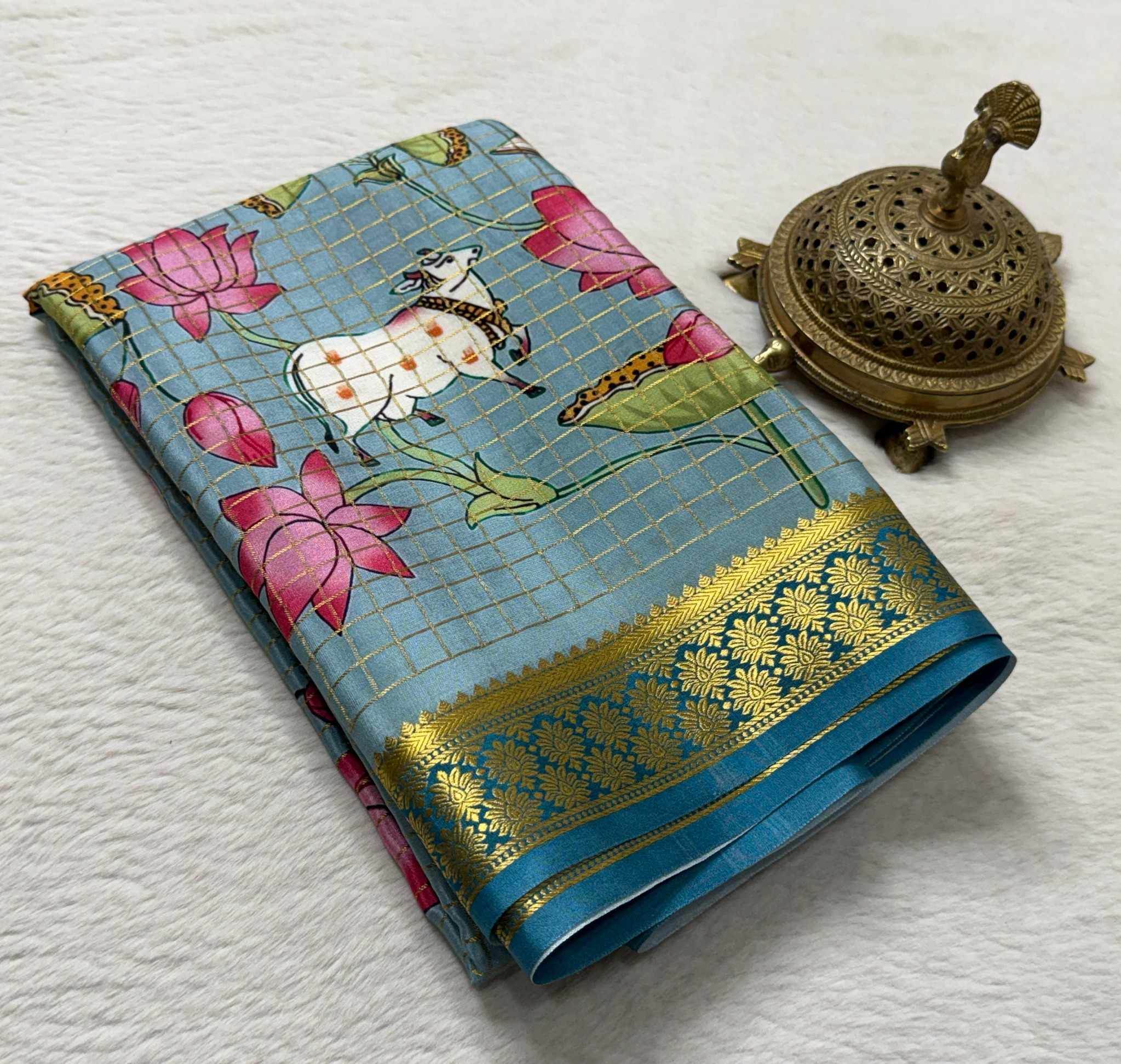 Exclusive Printed Soft Silk Saree with Pichwai & Peacock Prints | Designer Mysore Silk Saree