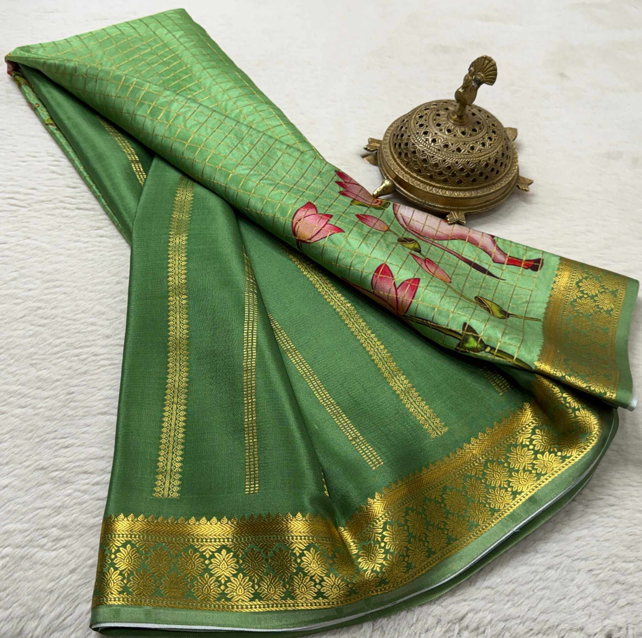 Exclusive Printed Soft Silk Saree with Pichwai & Peacock Prints | Designer Mysore Silk Saree