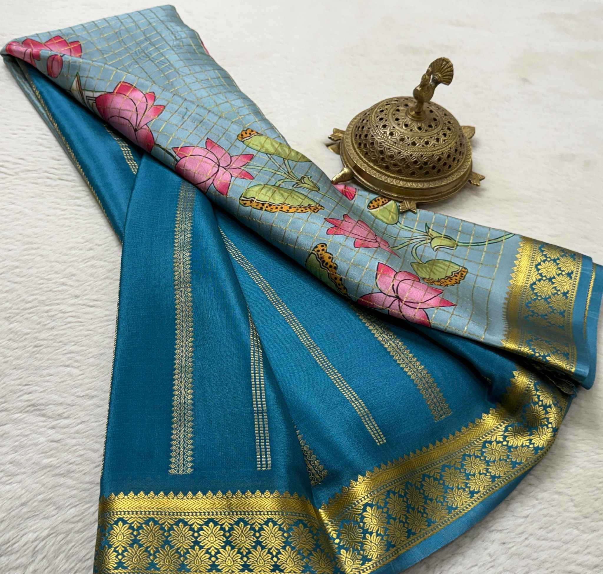 Exclusive Printed Soft Silk Saree with Pichwai & Peacock Prints | Designer Mysore Silk Saree