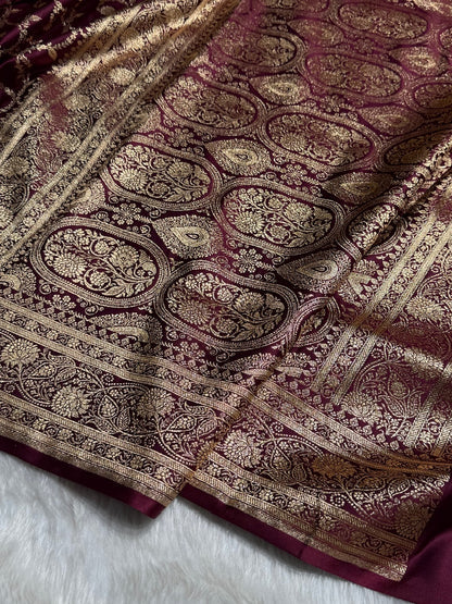 Floral Jaal Pattern Banarasi Satin Katan Silk Saree