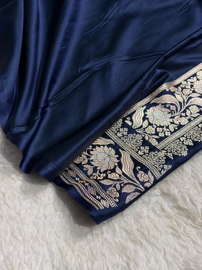 Banarasi Mashru Silk Saree Black | Minakari Boota Rupa Sona Jacquard Saree