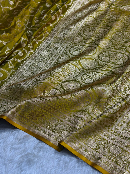 Floral Jaal Pattern Banarasi Satin Katan Silk Saree
