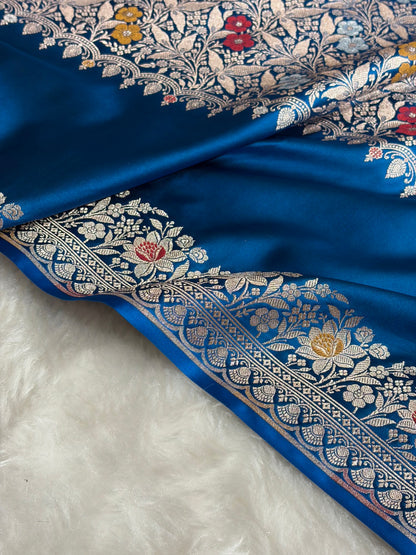 Mashru Silk Banarasi Saree with Rupa Sona Motifs & Scalloped Border