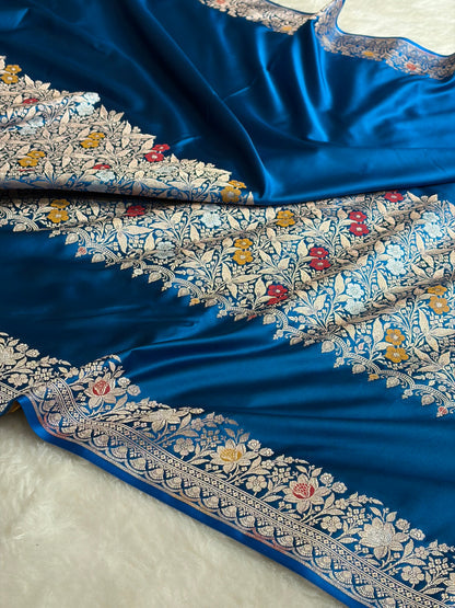 Mashru Silk Banarasi Saree with Rupa Sona Motifs & Scalloped Border