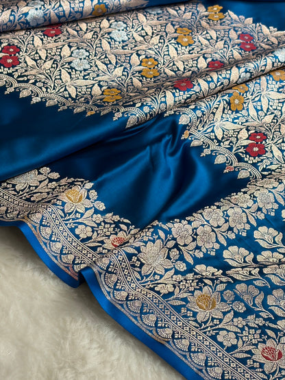 Mashru Silk Banarasi Saree with Rupa Sona Motifs & Scalloped Border