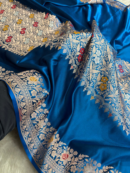 Mashru Silk Banarasi Saree with Rupa Sona Motifs & Scalloped Border