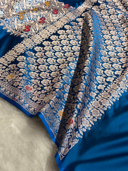 Mashru Silk Banarasi Saree with Rupa Sona Motifs & Scalloped Border