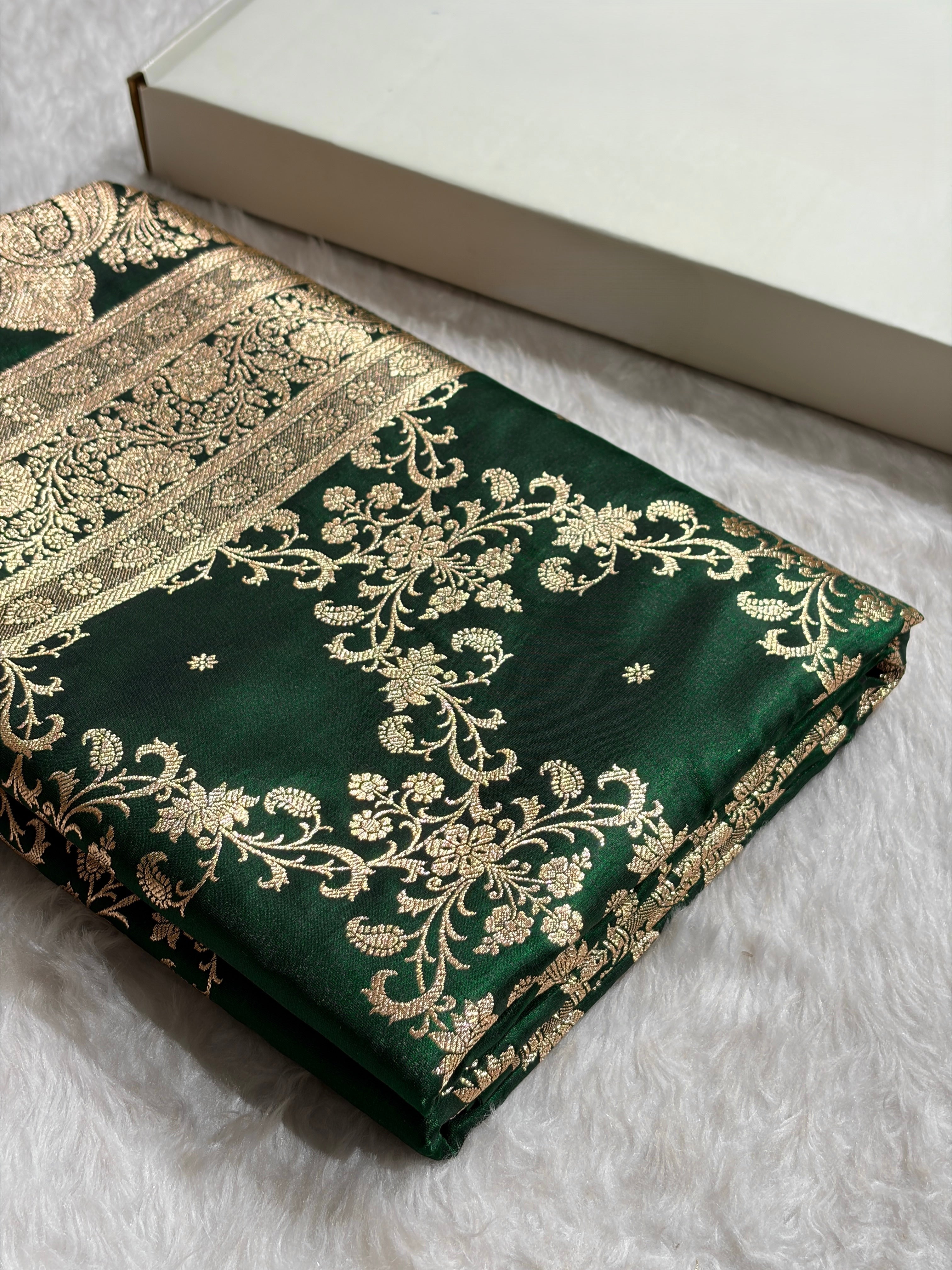 Jaal Pattern Banarasi Satin Silk Saree | Satin Katan Silk Saree by Mysorepattu