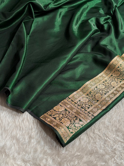 Jaal Pattern Banarasi Satin Silk Saree | Satin Katan Silk Saree by Mysorepattu