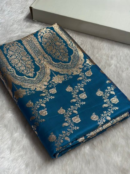 Banarasi Cross Jaal Satin Katan Silk Saree | Jacquard Woven Traditional Banarasi Saree