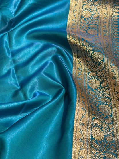 Banarasi Cross Jaal Satin Katan Silk Saree | Jacquard Woven Traditional Banarasi Saree