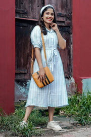 Women’s Sky Blue Breeze White Striped Shirt Dress