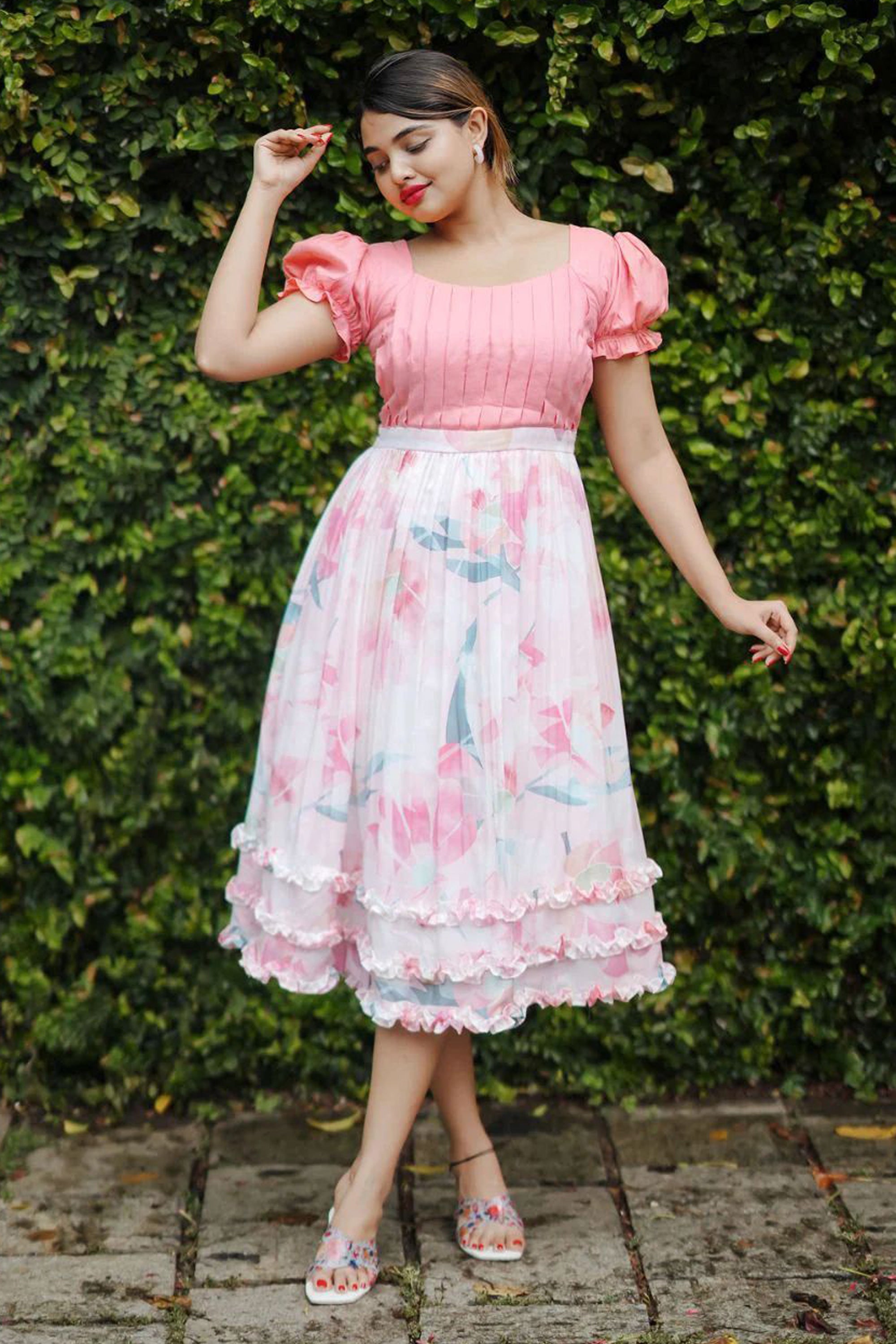 Women's Wearing Daisy Drizzle Pink Dress