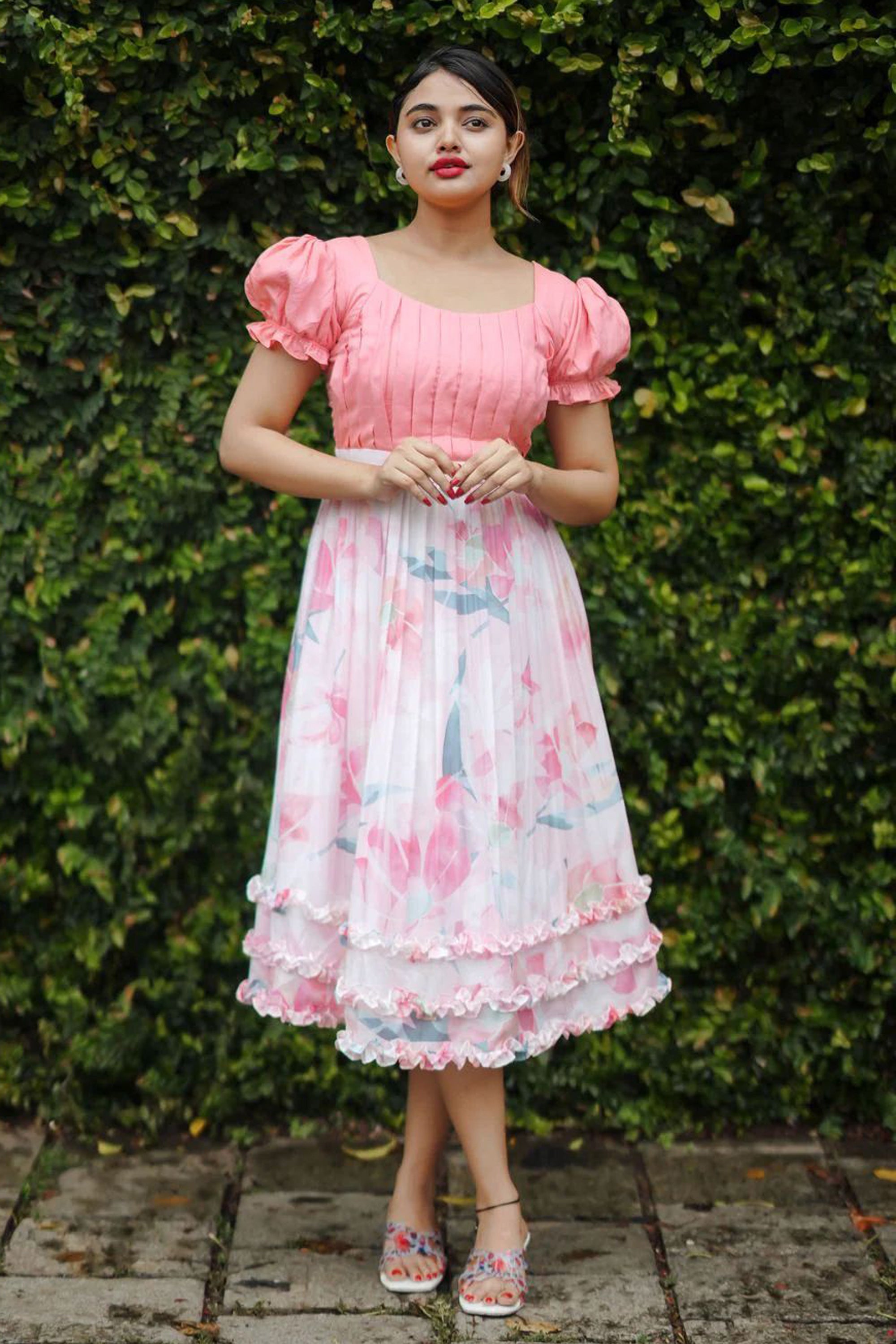 Women's Wearing Daisy Drizzle Pink Dress