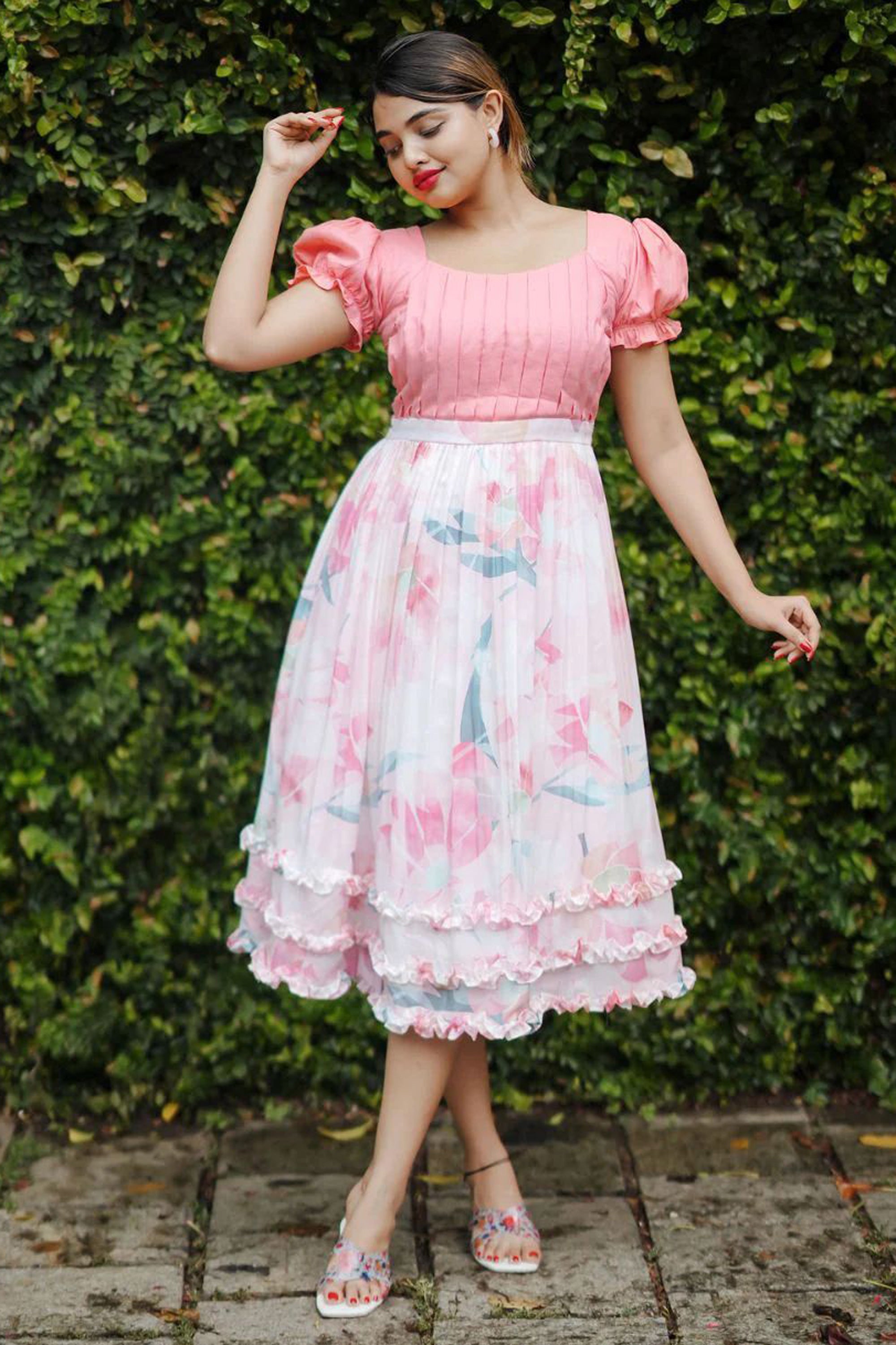 Women's Wearing Daisy Drizzle Pink Dress