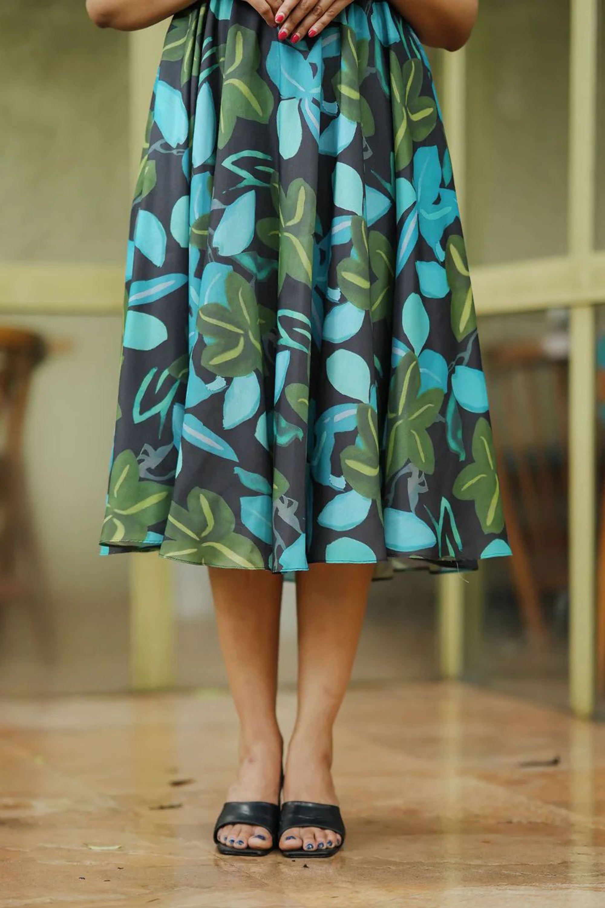 Women's Multi Color Abstract Print Muslin Dress