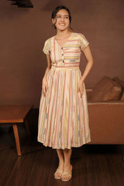 Classy Cream Striped Dress