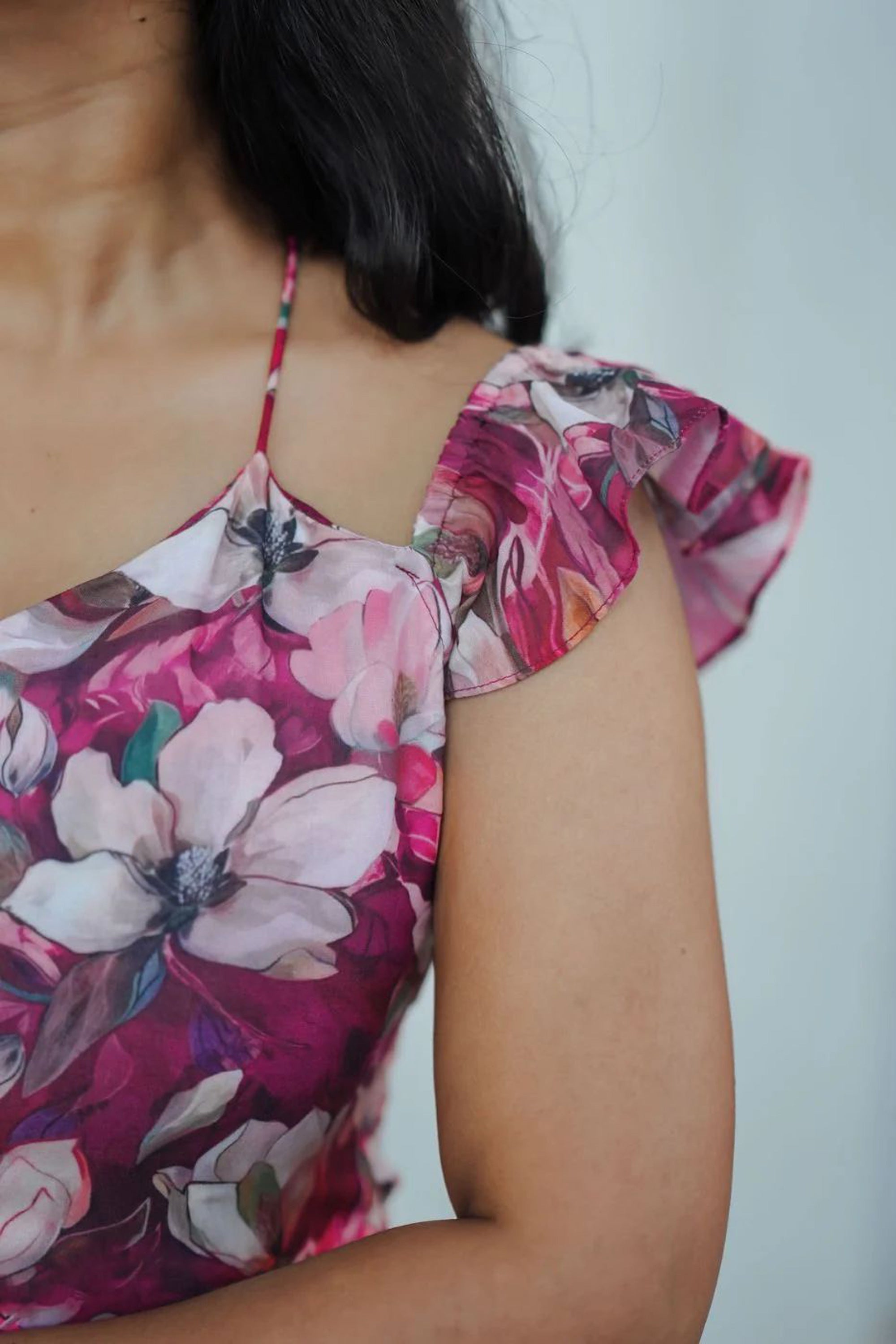 Women's Rosy Pink Floral Print Meadow Aline Dress