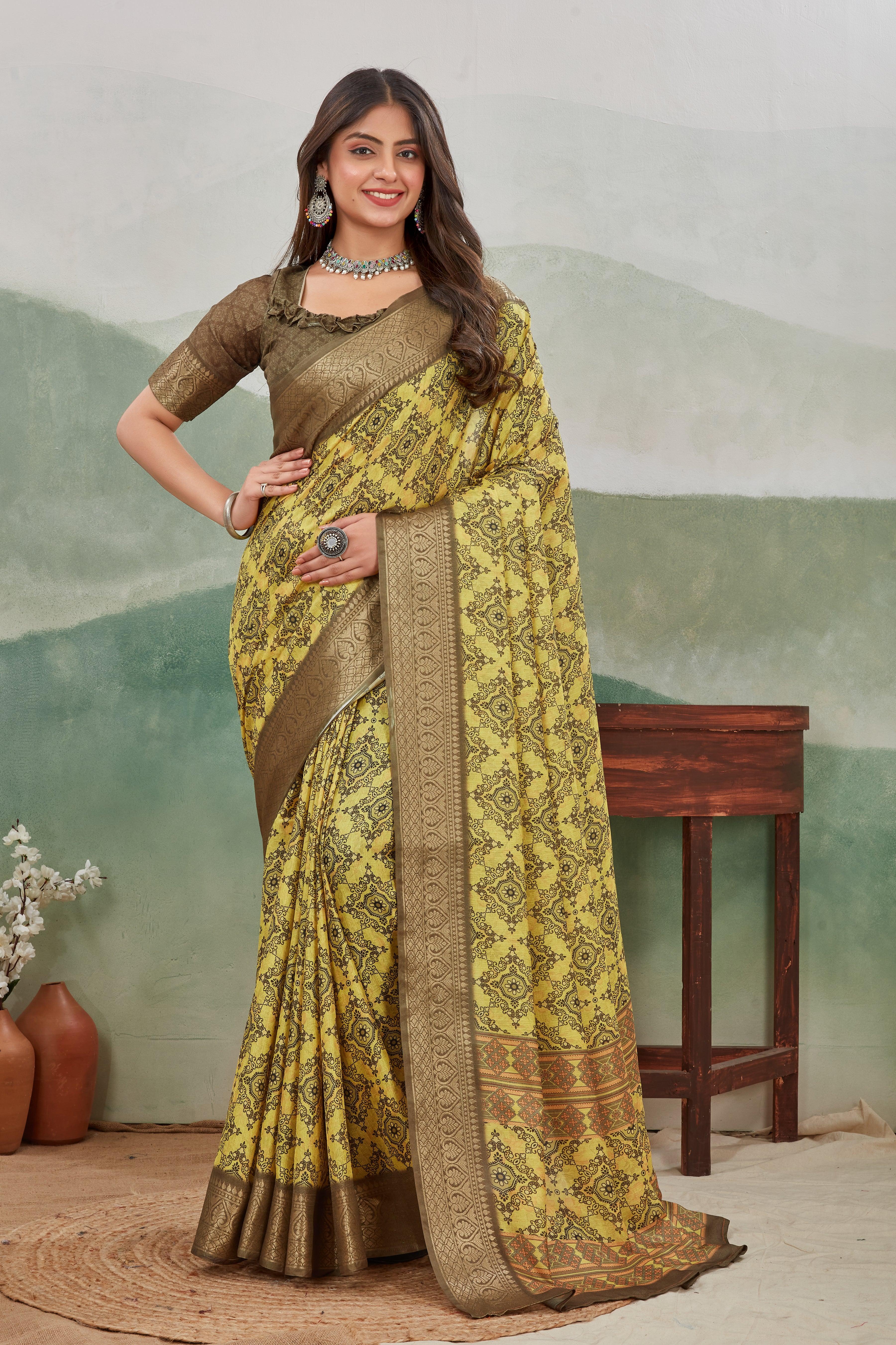 Exclusive Viscose Khaadi Jute Soft Silk Sarees