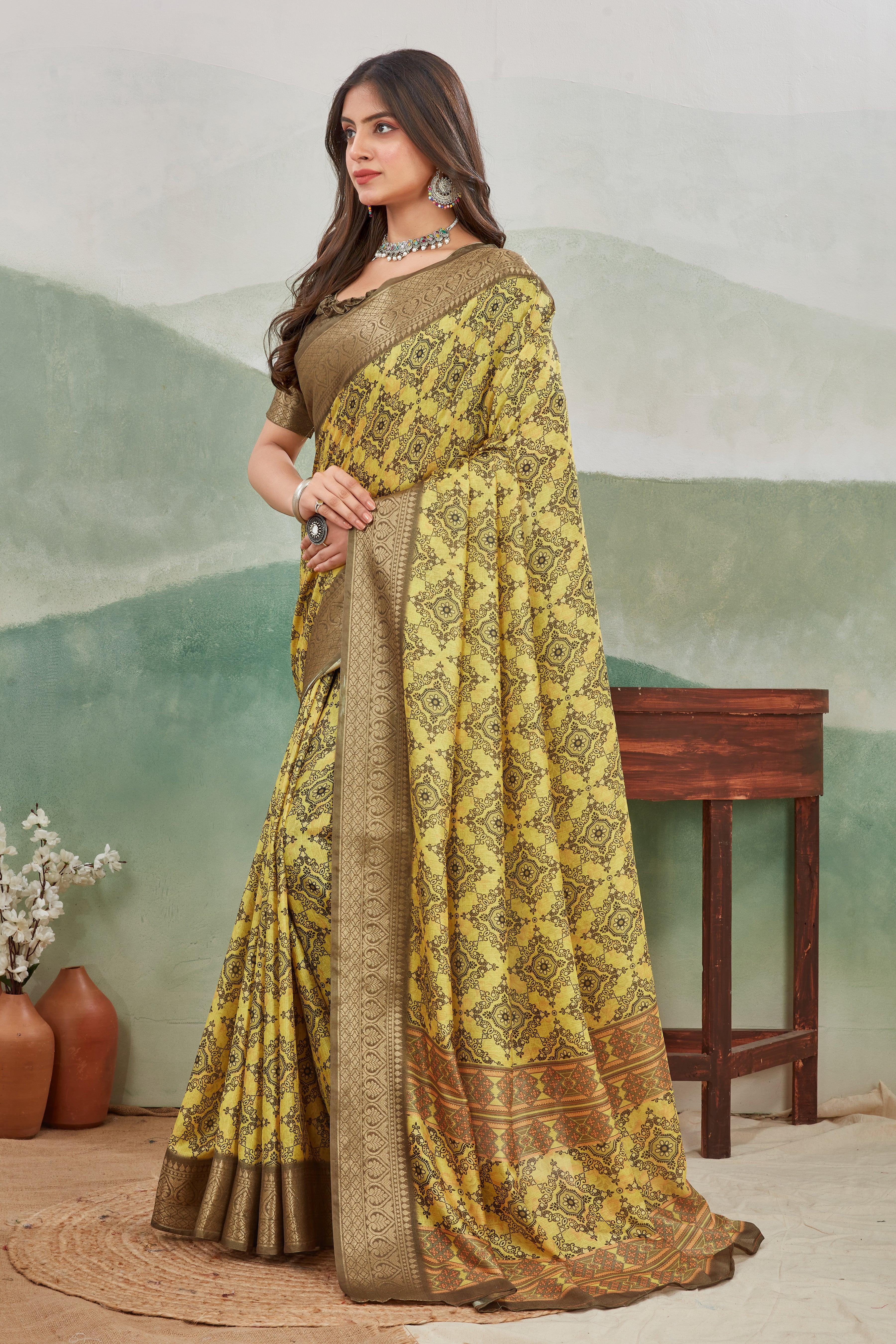 Exclusive Viscose Khaadi Jute Soft Silk Sarees