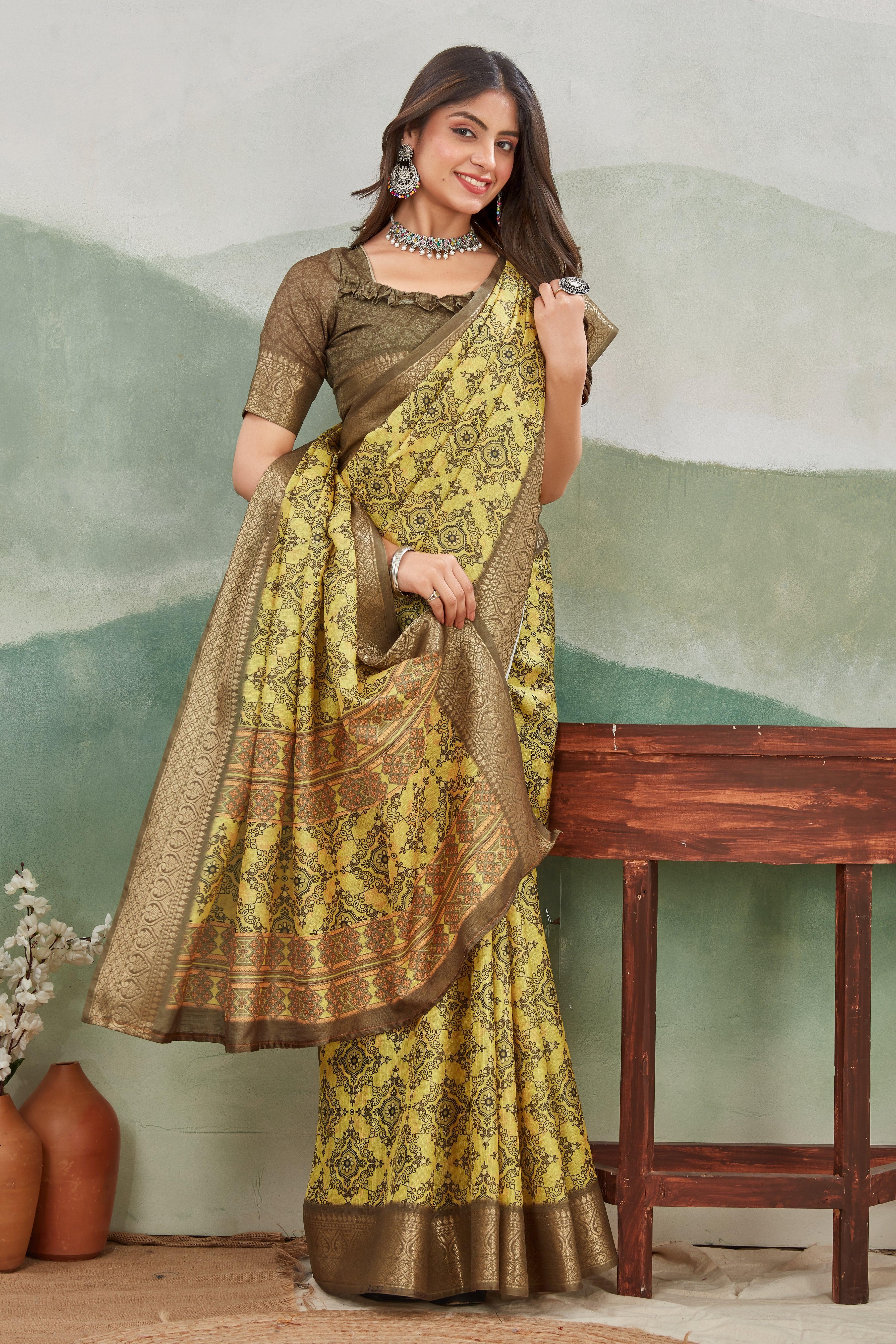 Exclusive Viscose Khaadi Jute Soft Silk Sarees