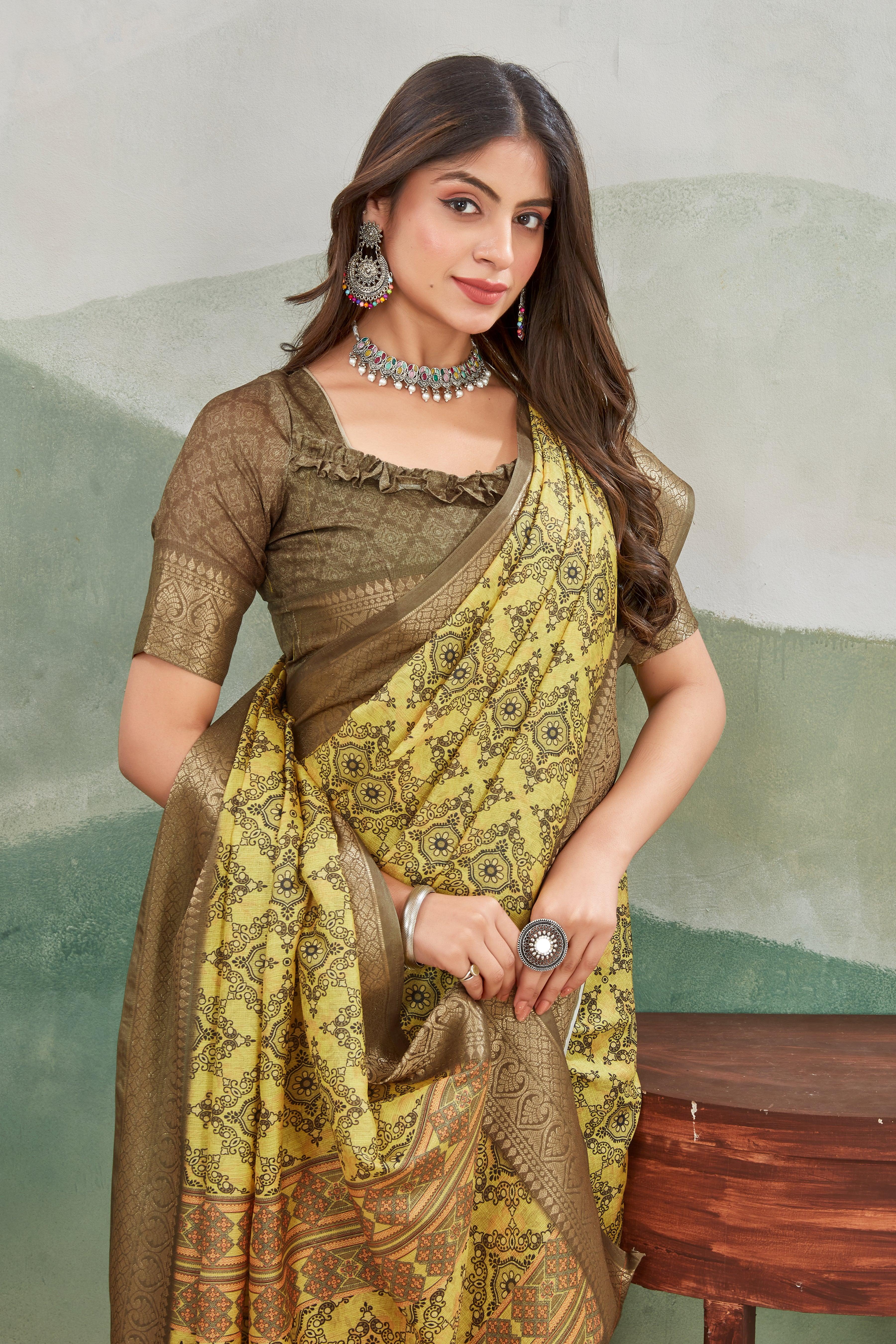 Exclusive Viscose Khaadi Jute Soft Silk Sarees