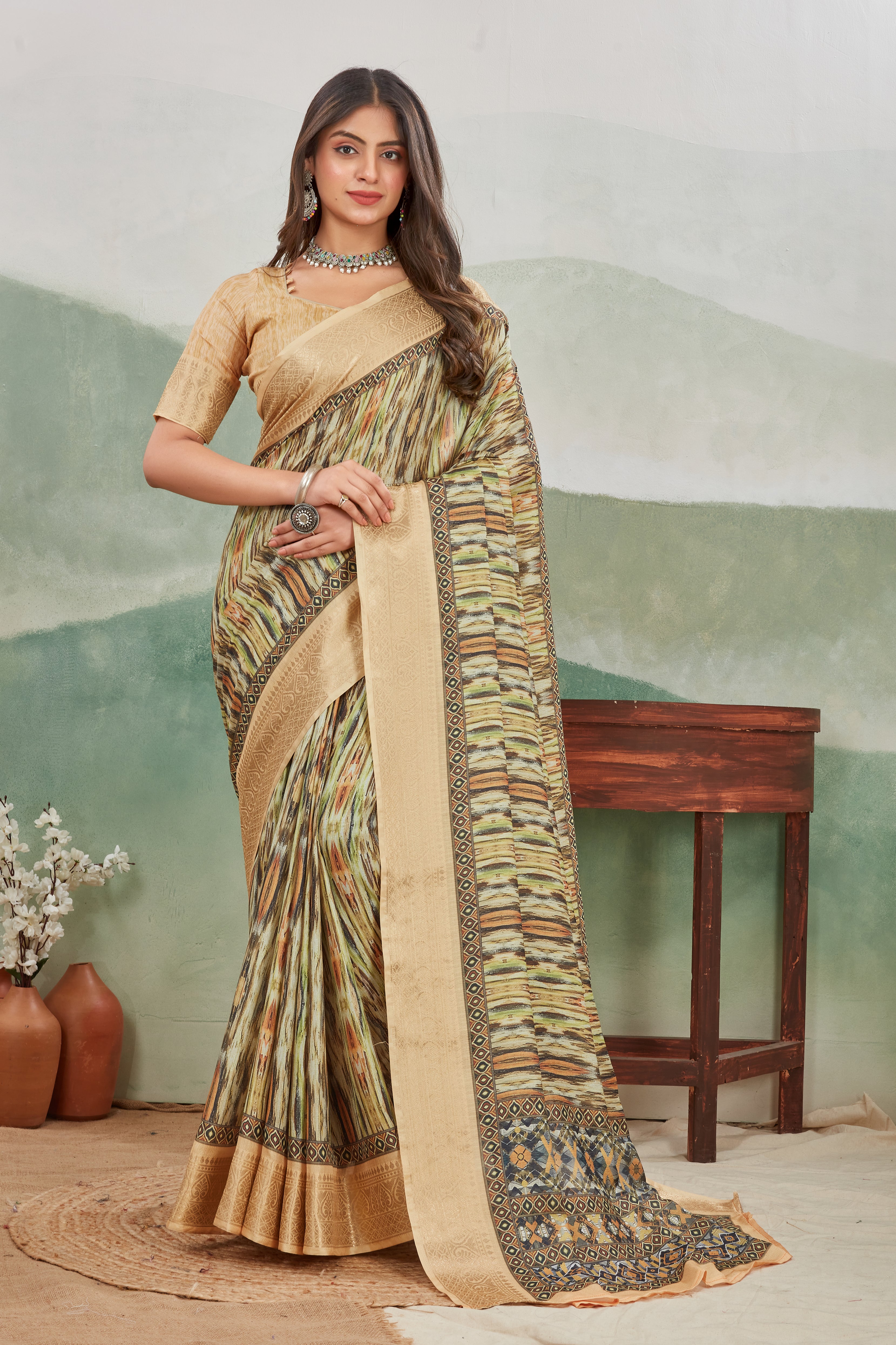 Premium Viscose Khaadi Jute Soft Silk Sarees