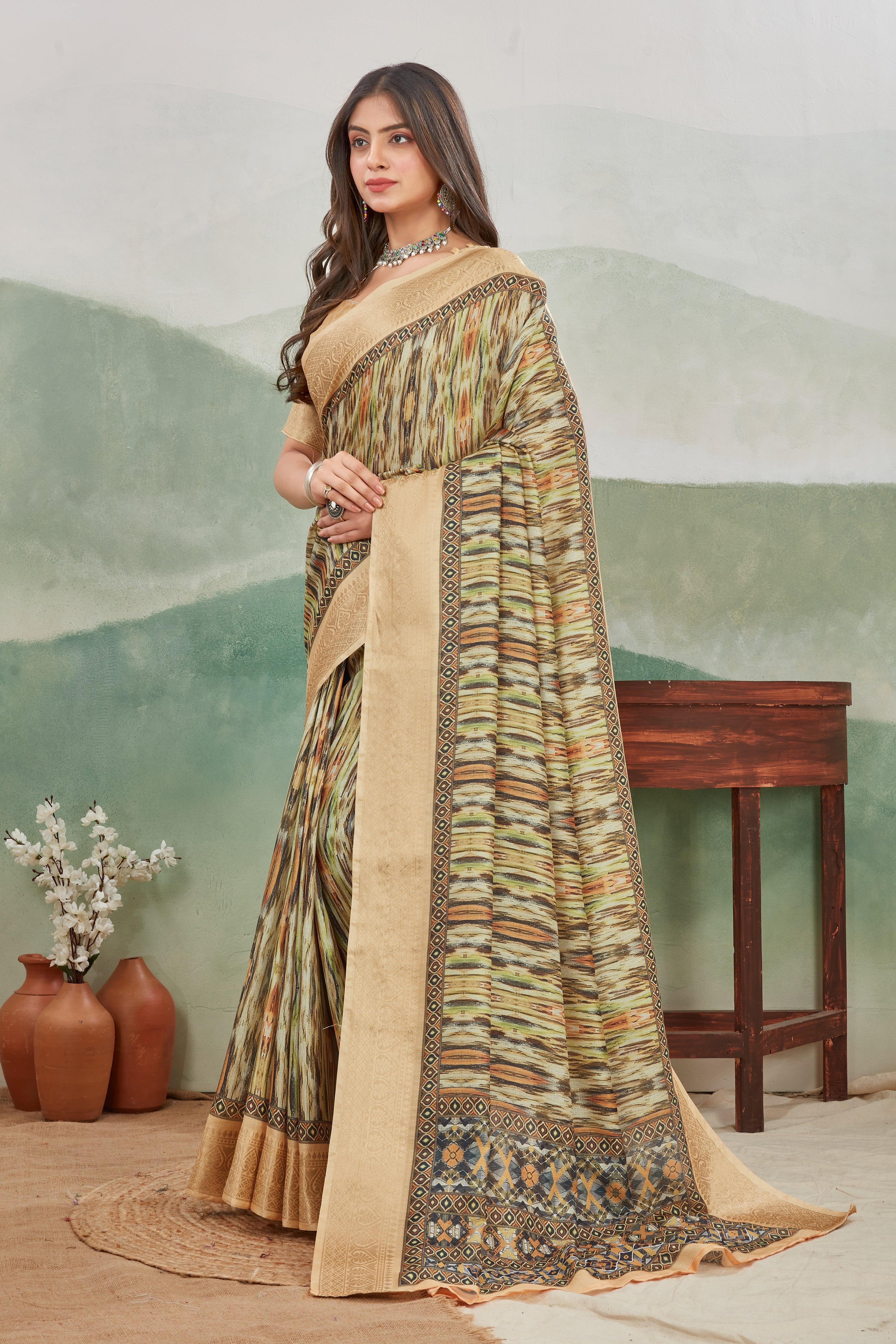 Premium Viscose Khaadi Jute Soft Silk Sarees