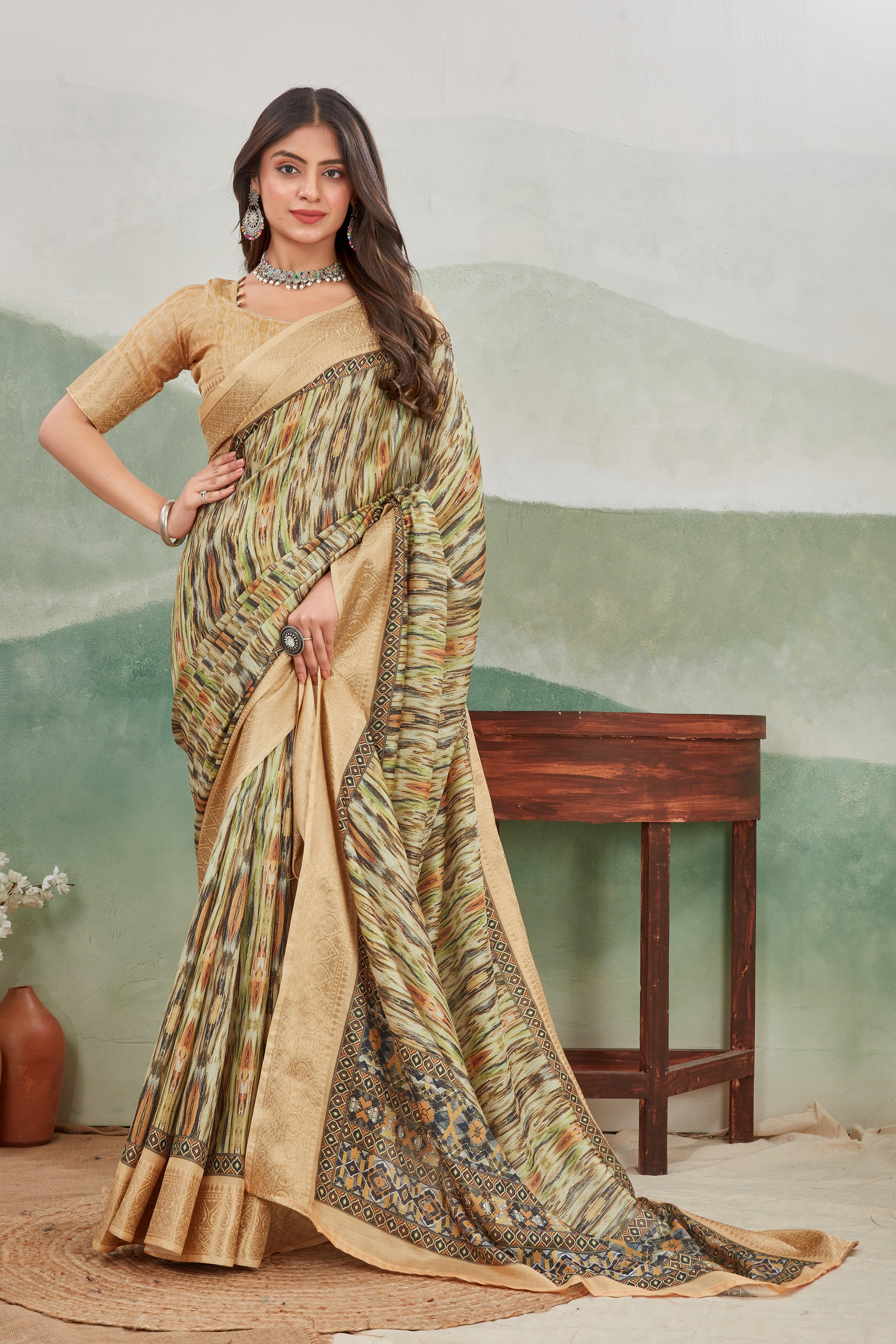 Premium Viscose Khaadi Jute Soft Silk Sarees