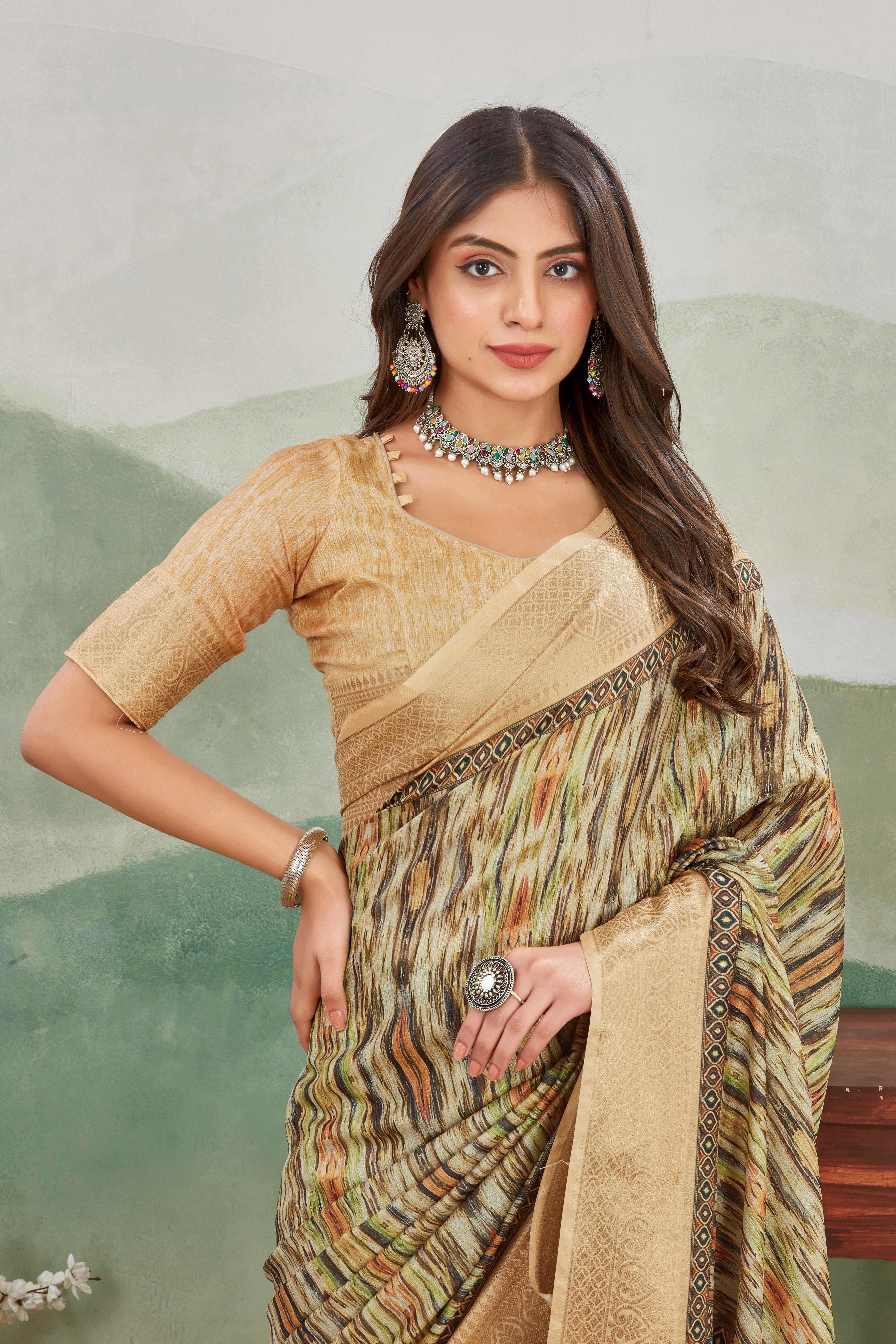 Premium Viscose Khaadi Jute Soft Silk Sarees