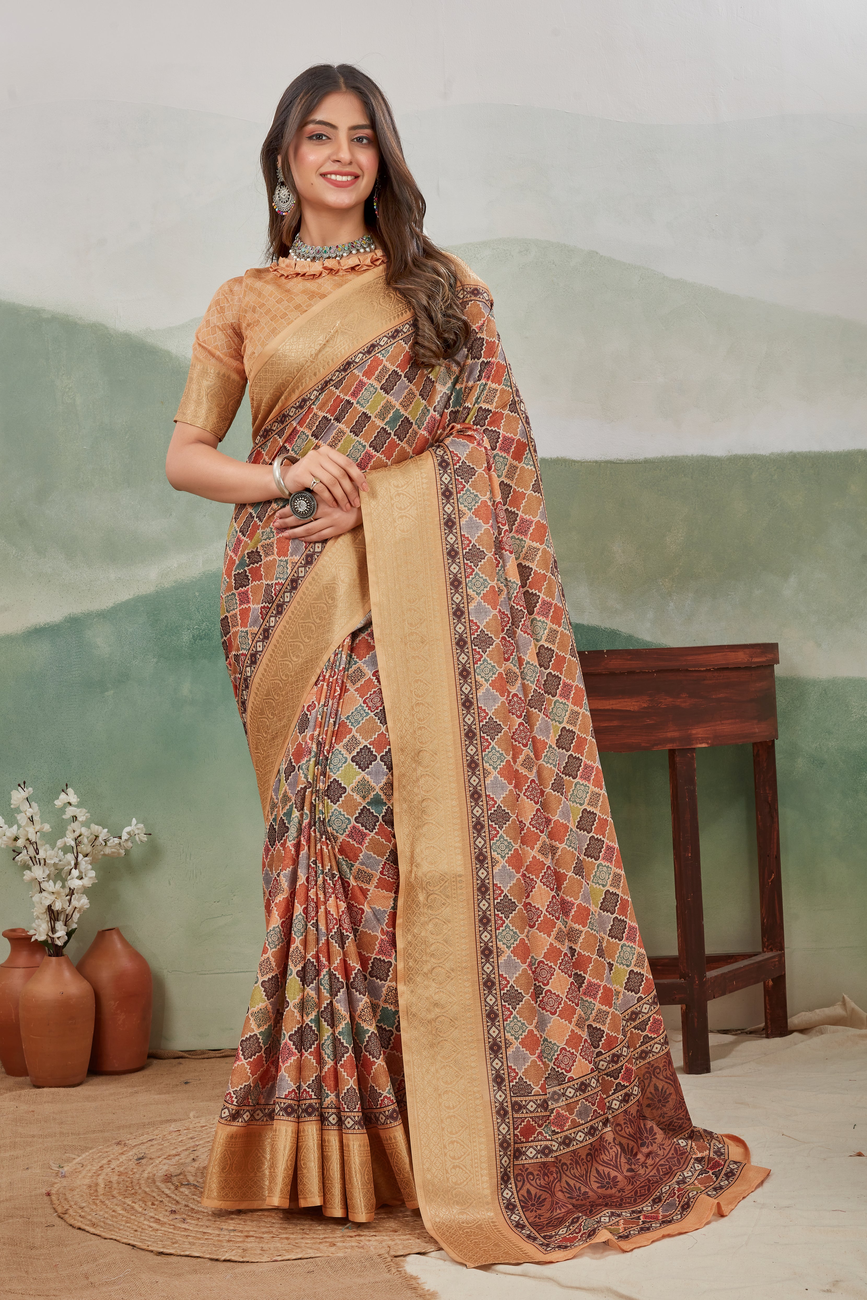 Viscose Khaadi Jute Soft Silk Sarees