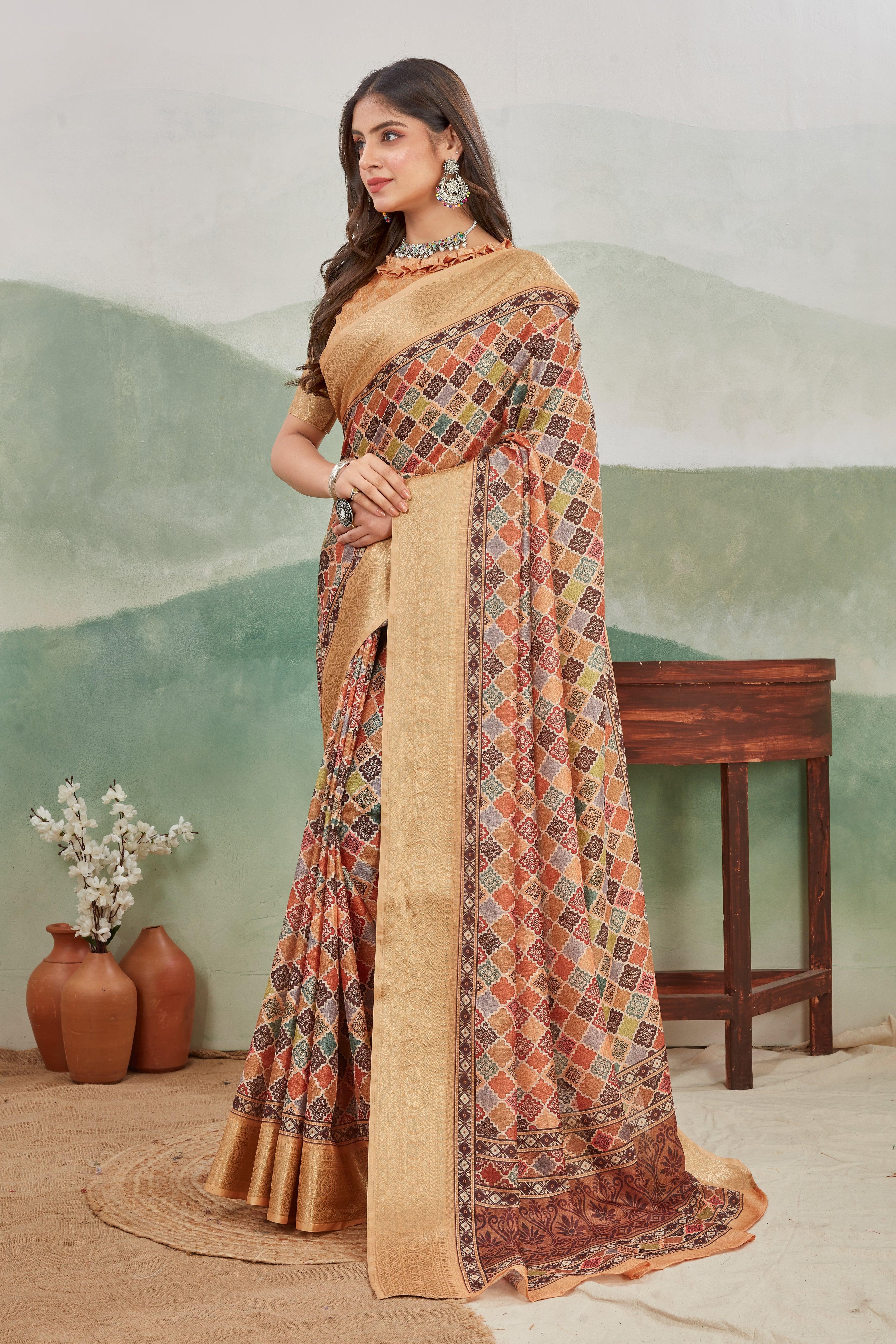 Viscose Khaadi Jute Soft Silk Sarees