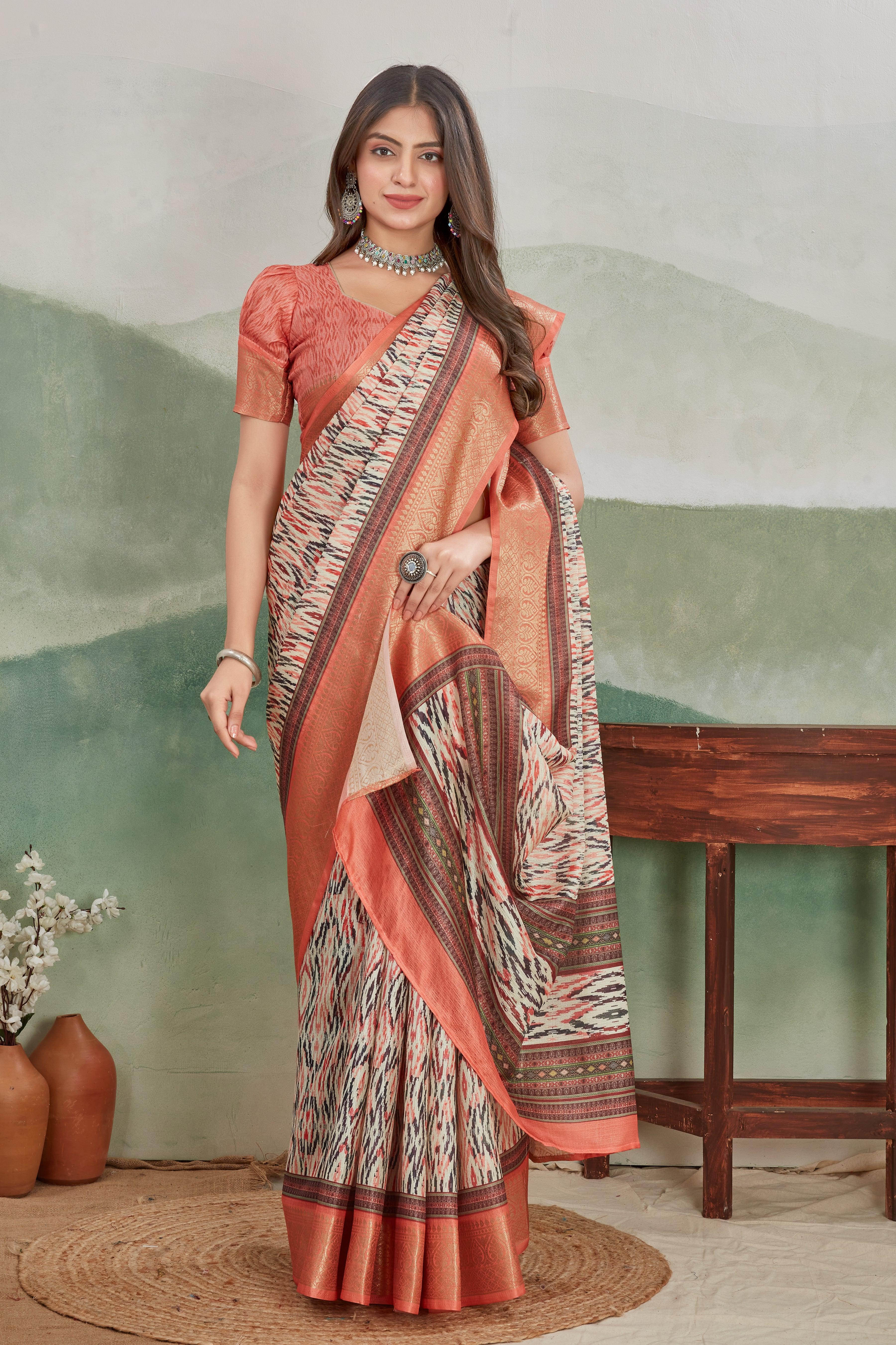 Elegant Viscose Khaadi Jute Soft Silk Sarees for Festive & Party Wear