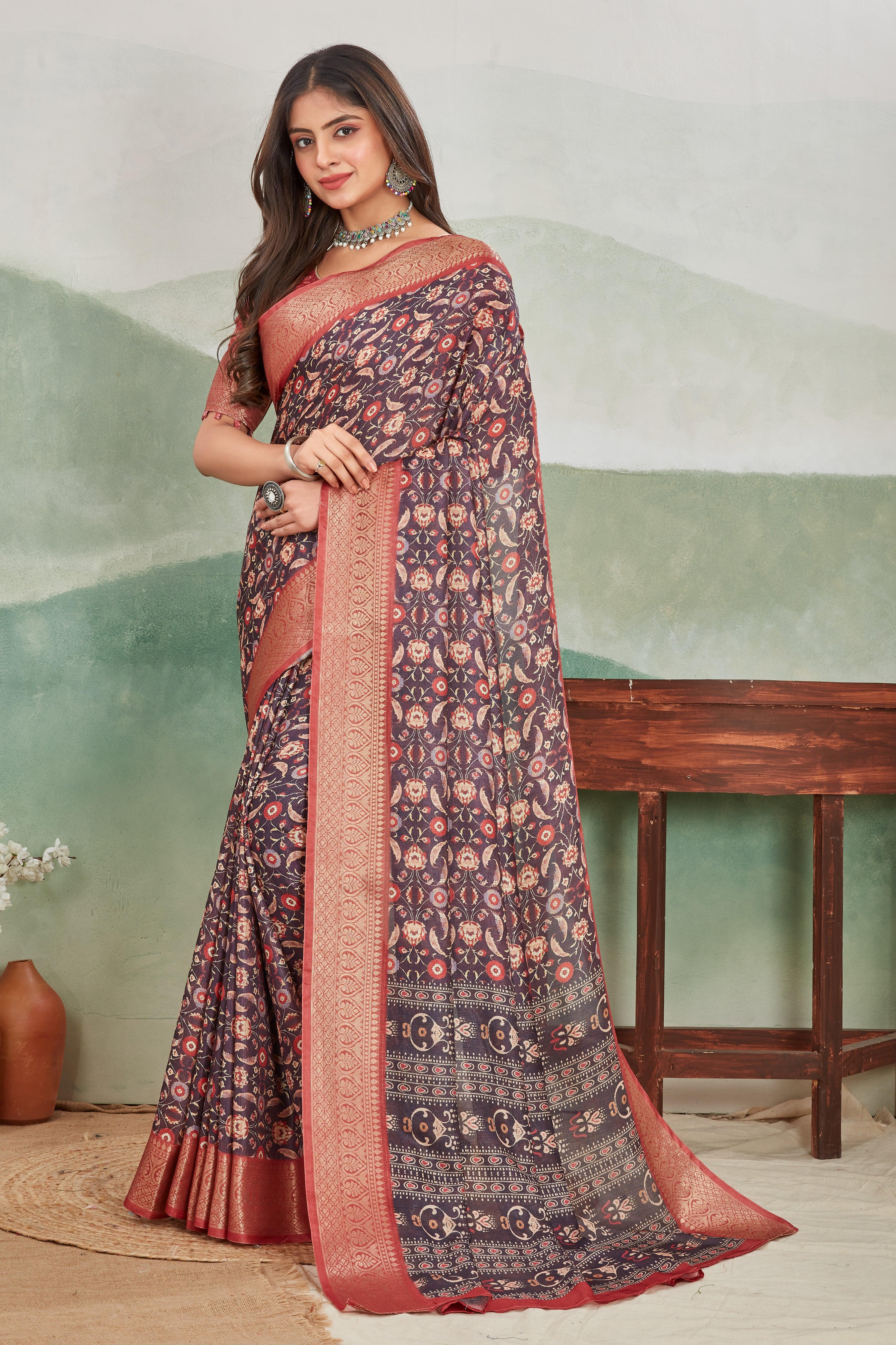 Premium Khaadi Jute Soft Silk Sarees