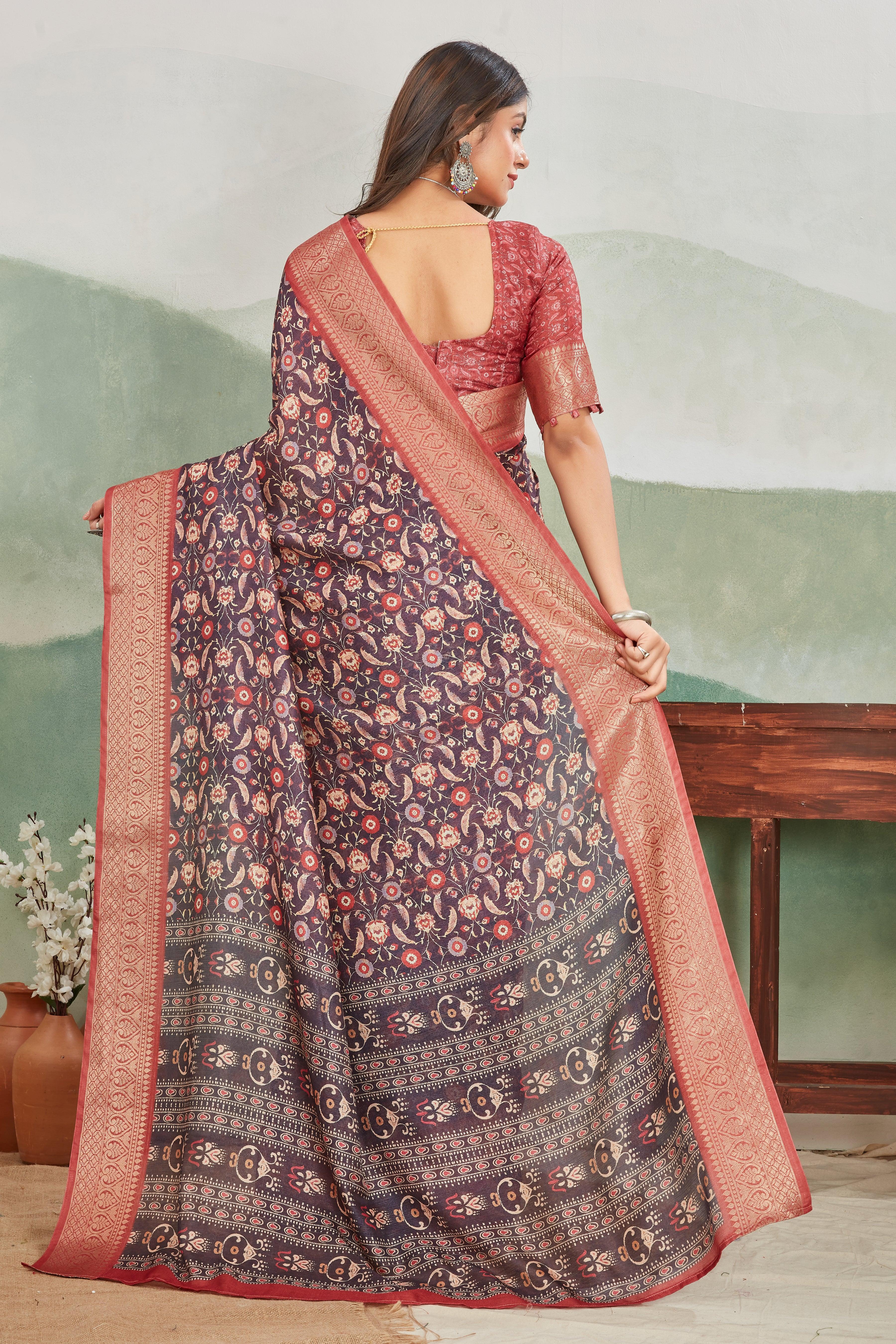 Premium Khaadi Jute Soft Silk Sarees