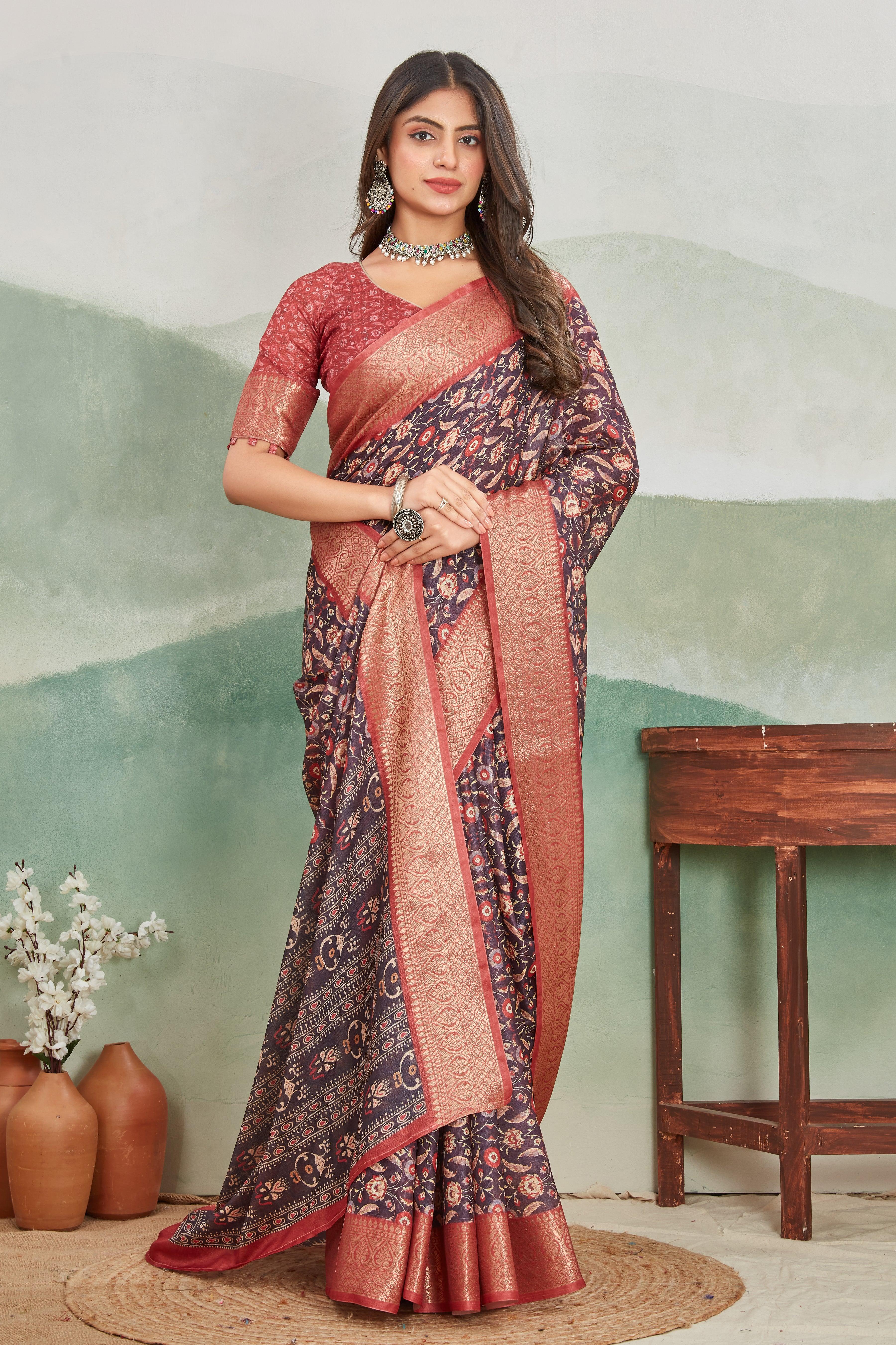 Premium Khaadi Jute Soft Silk Sarees