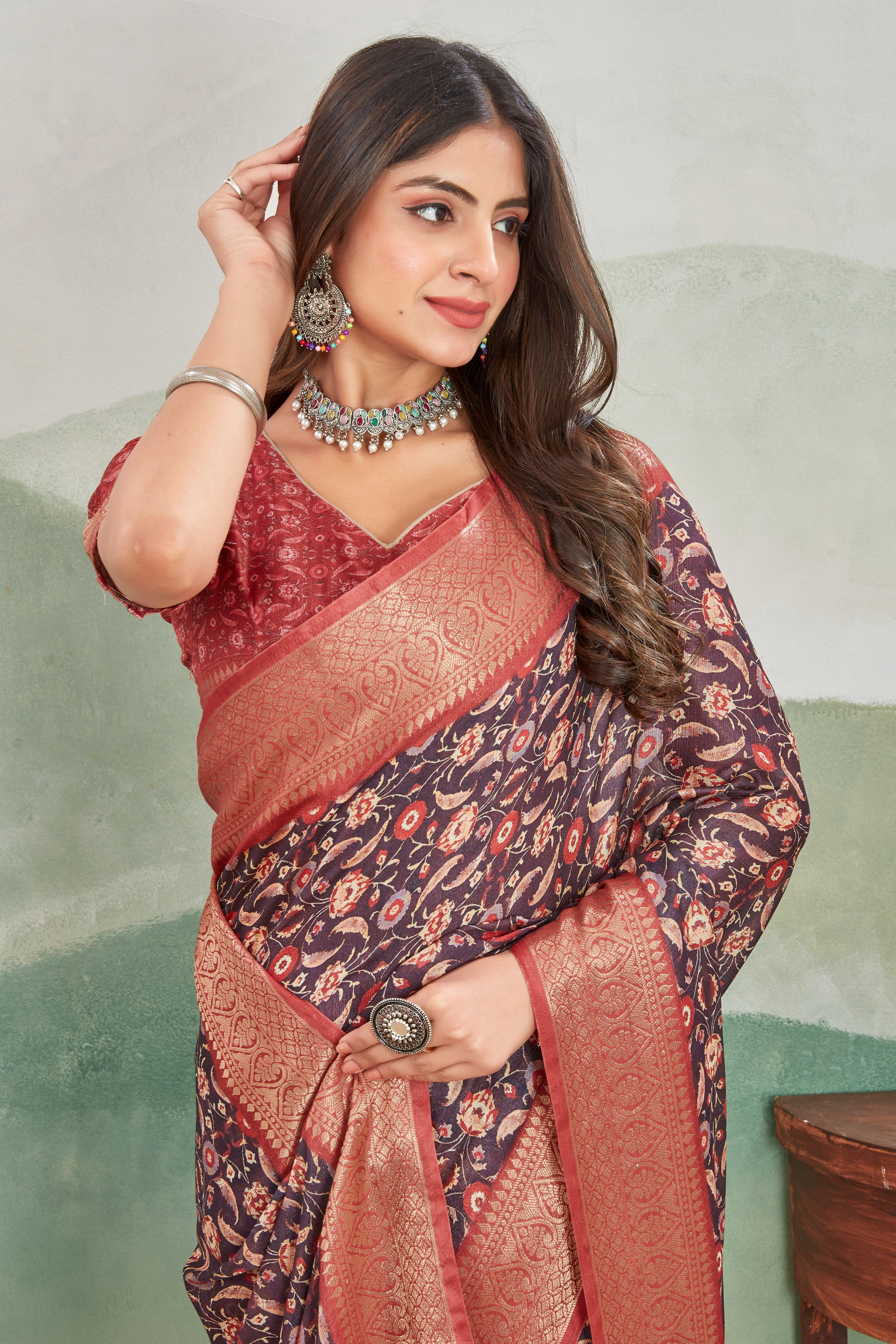Premium Khaadi Jute Soft Silk Sarees