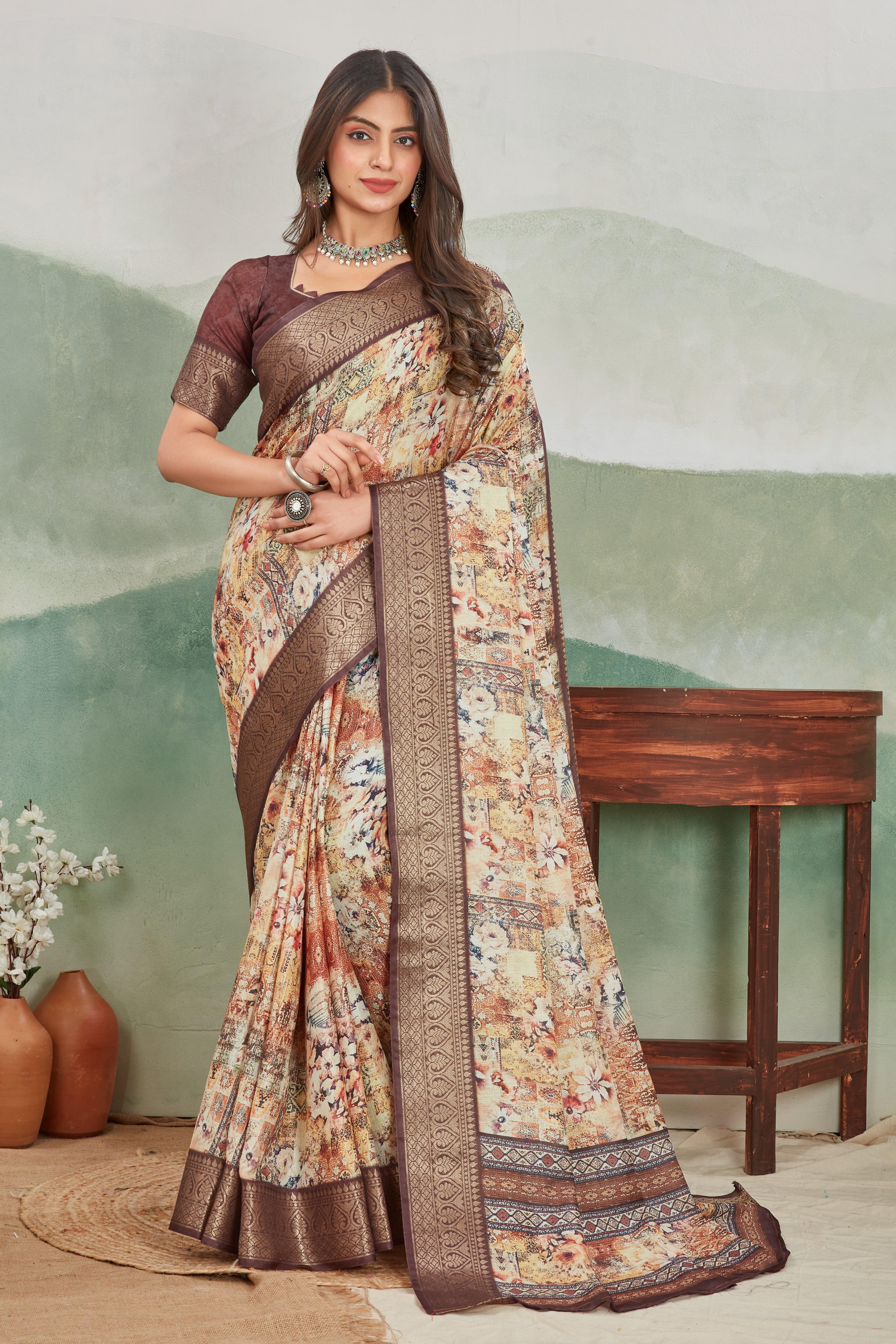 Luxury Viscose Khaadi Jute Soft Silk Sarees – Exclusive Ethnic Wear