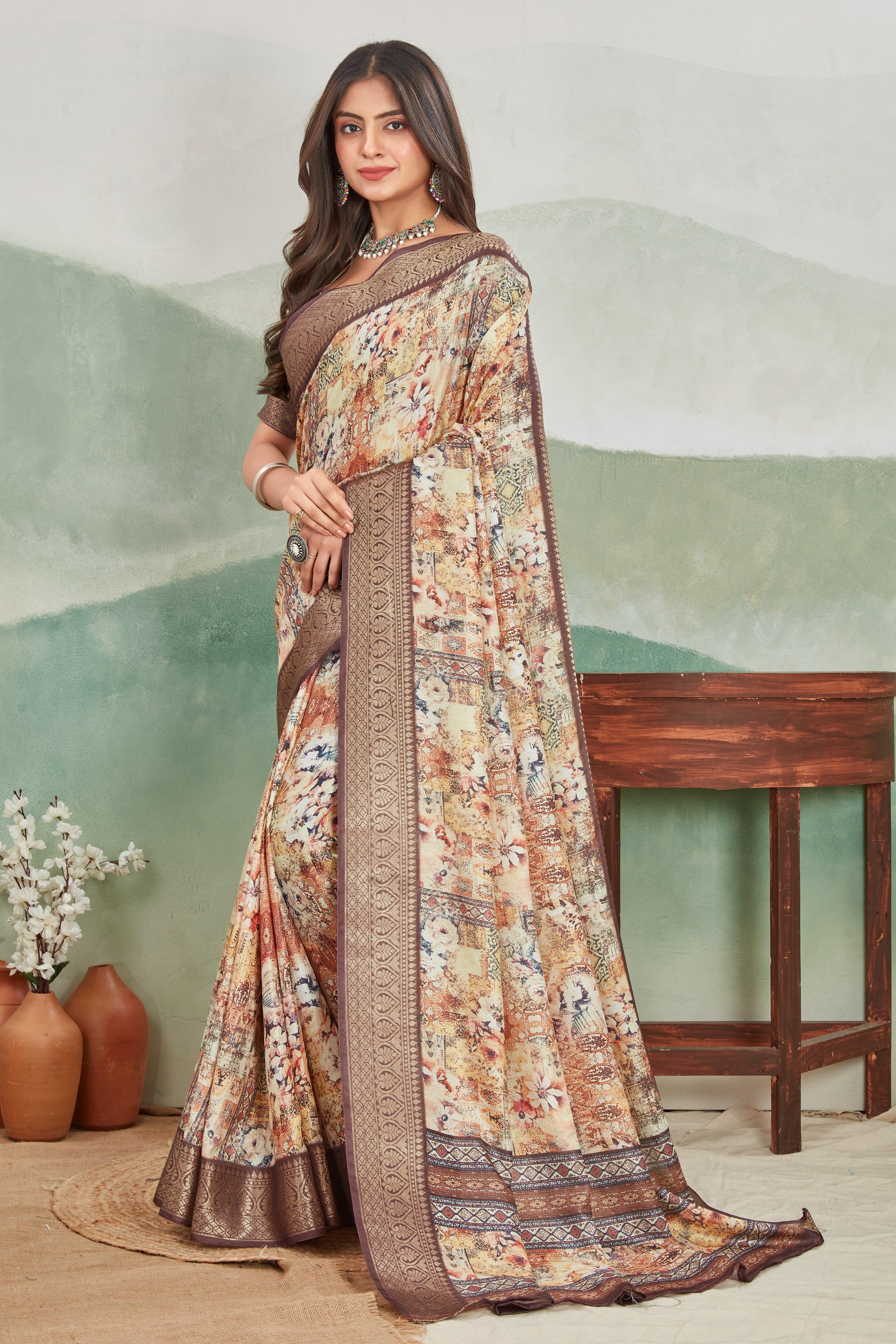 Luxury Viscose Khaadi Jute Soft Silk Sarees – Exclusive Ethnic Wear